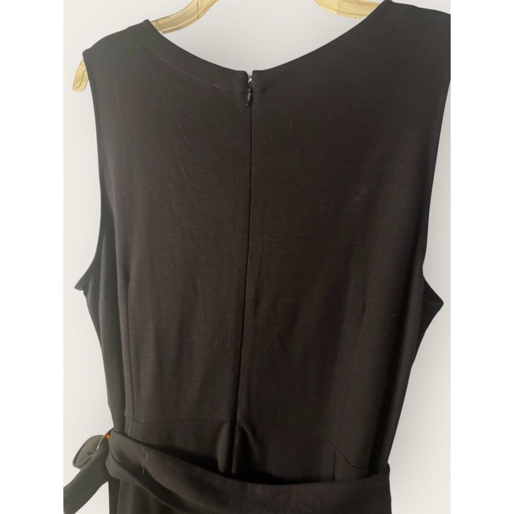 LOFT Plus NWT Dress sz16 Black Knee High Sleeveless Belted Stretch Knit Career - Picture 10 of 15